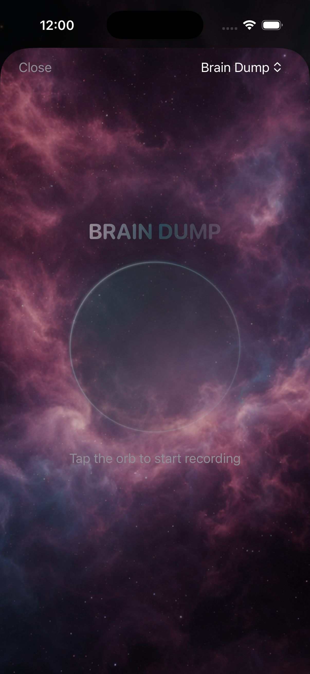 Thinkonaut capture screen—recording and modes